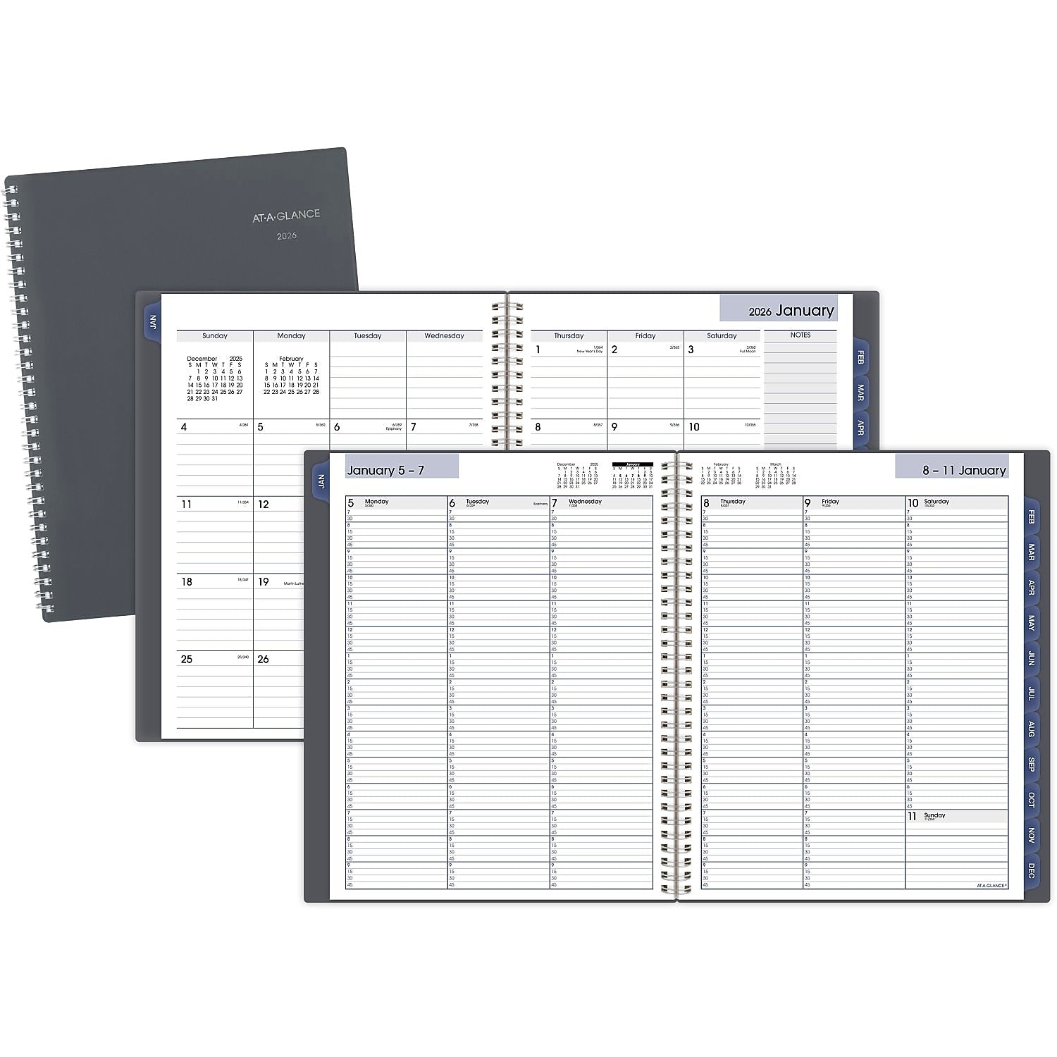 2026 AT-A-GLANCE DayMinder 8.5" x 11" Weekly & Monthly Appointment Book, Plastic Cover, Gray (GC520-07-26)