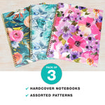 Global Printed Products 1-Subject Notebooks, 8.5"x11", College Ruled, 120 Sheets, Floral, 3/Pack (GPP-0104-A)