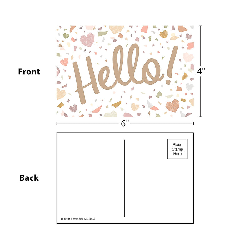 Teacher Created Resources Terrazzo Tones Hello Uncoated Postcards, Multicolored, 30 Cards/Pack, 6/Bundle (TCR7224-6)