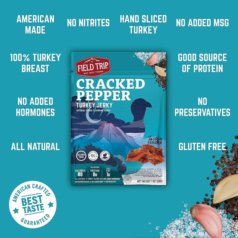Field Trip Cracked Pepper Turkey Jerky, 1 oz., 12/Carton (FLD00508)