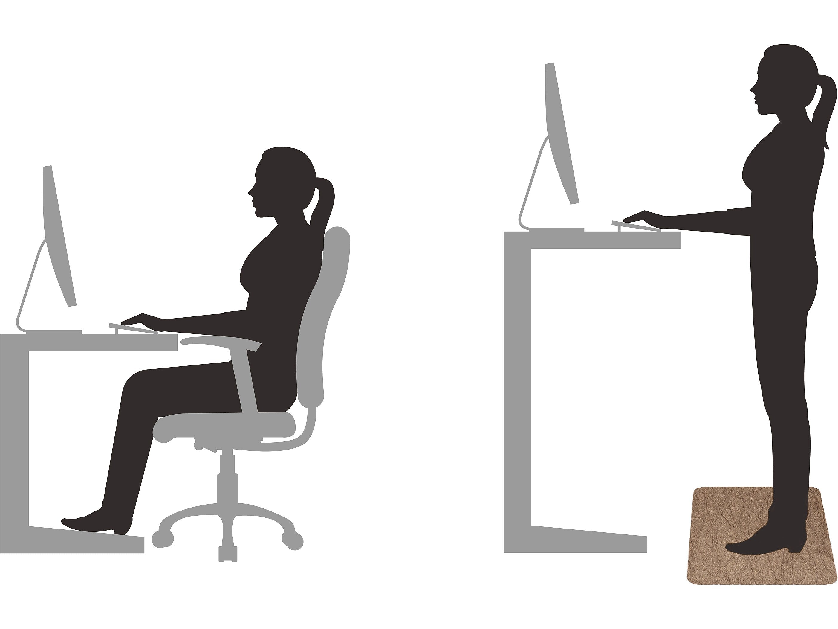M + A Matting TuffComfort Anti-Fatigue Commercial Standing Desk Floor Mat, 6' x 2', Granite (5230202272107)