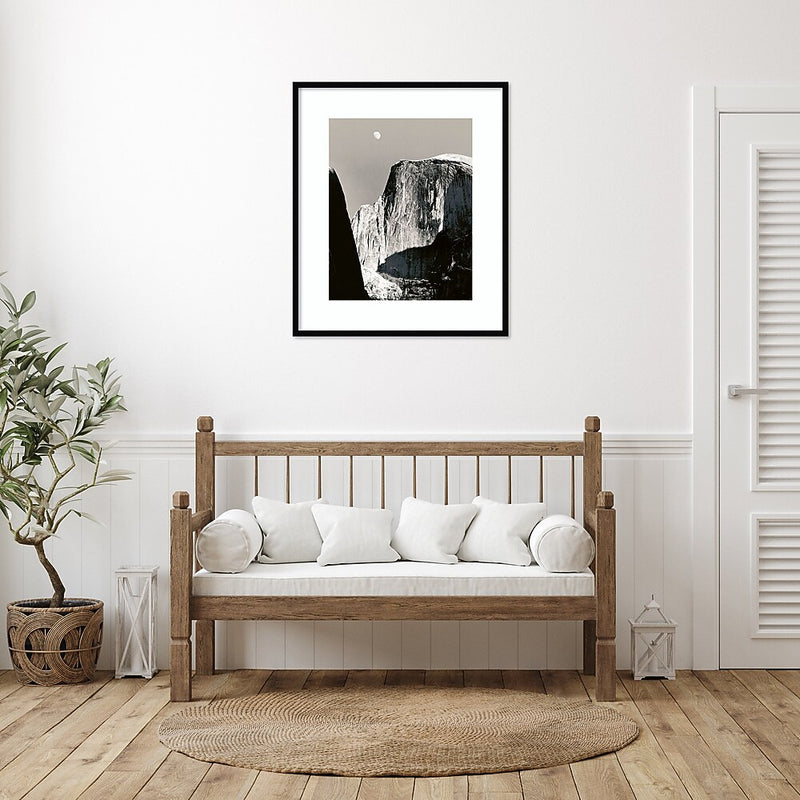 Amanti Art Moon Over Half Dome by Ansel Adams Wood Framed Wall Art Print, 31" x 37" (A42675524636)