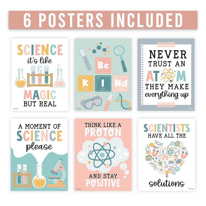 Hadley Designs 11" x 14" Boho Science Bulletin Board Classroom Decor Posters, 6/Set (HDDX004BE8MMP)