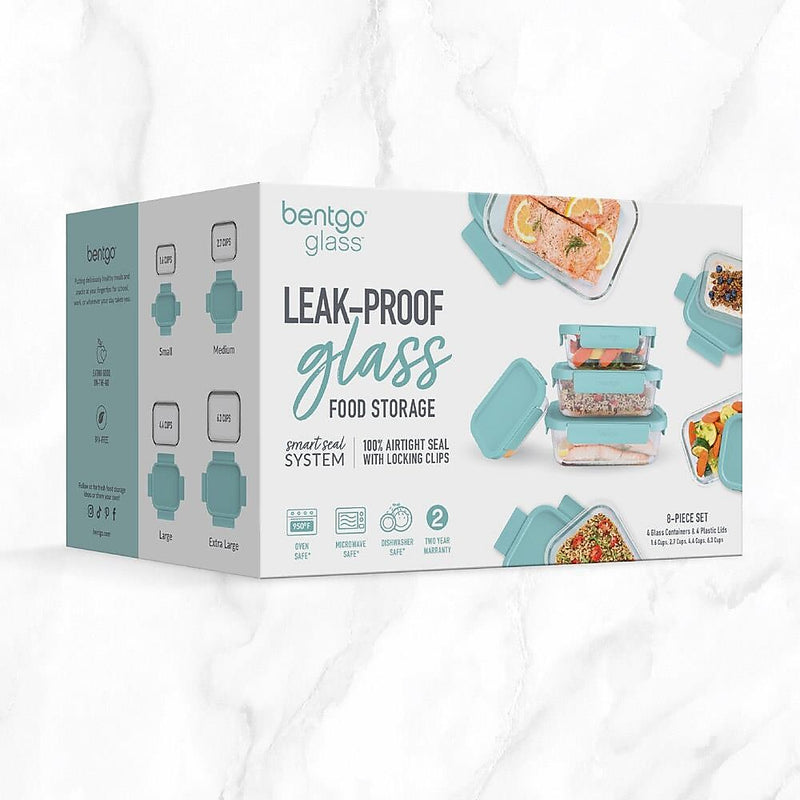 bentgo Leak-Proof Glass Containers, 4/Set (BGPLGLPK1-SA)