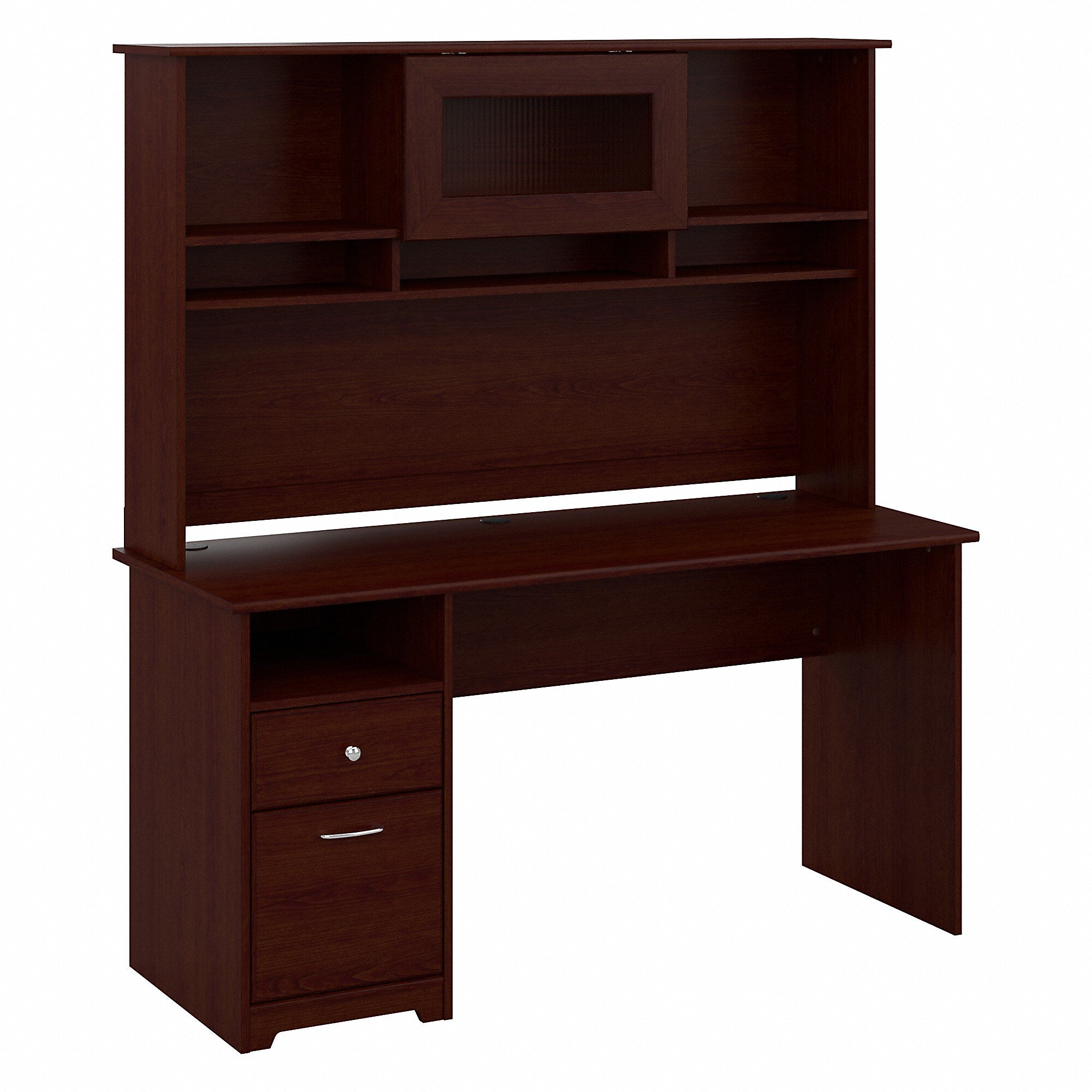 Bush Furniture Cabot 60"W Computer Desk with Hutch, Harvest Cherry (CAB042HVC)