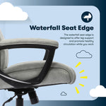 Serta Comfort Eco Ergonomic Velvet Fabric Swivel Executive Chair, Light Grey (CCHR10006A)