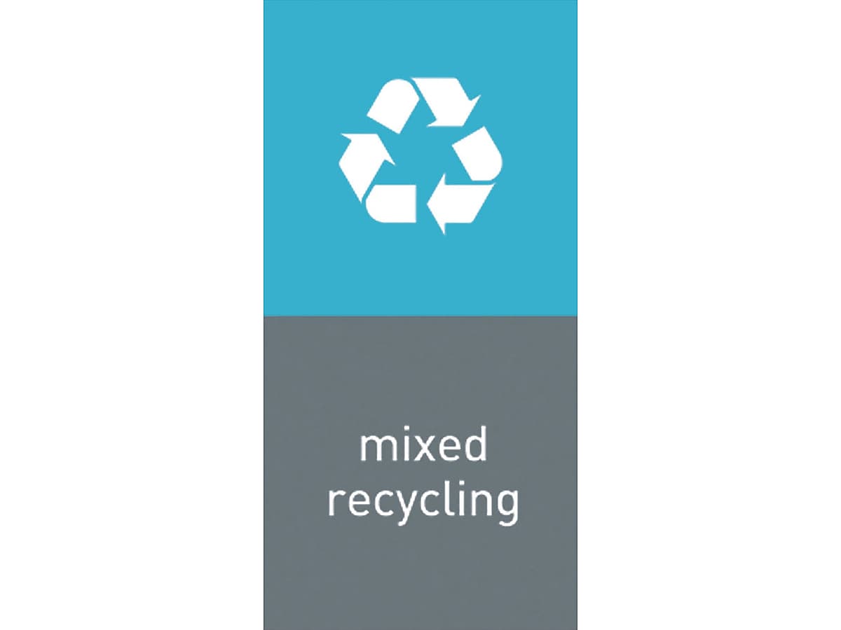 simplehuman Mixed Recycling Magnetic Sorting Label, 8" x 4", Blue/Gray, 2/Pack (KT1171)