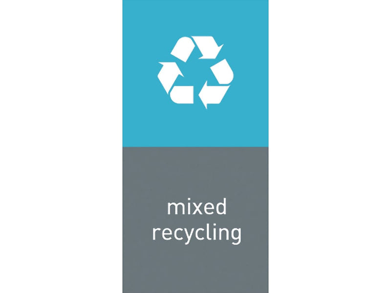 simplehuman Mixed Recycling Magnetic Sorting Label, 8" x 4", Blue/Gray, 2/Pack (KT1171)
