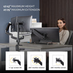 Fellowes Platinum Series Adjustable Triple Monitor Arm, Up to 27" Monitor, Black (8042601)