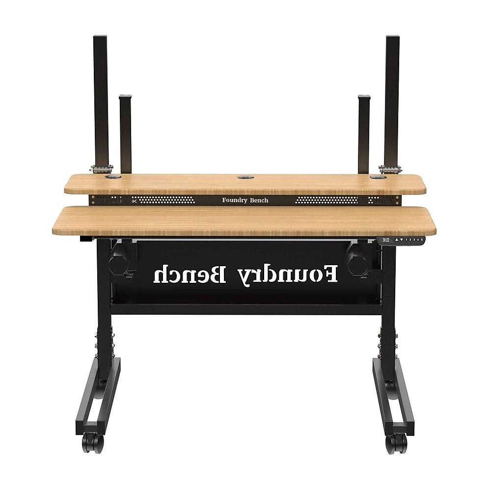 VersaDesk Foundry Bench 48"W Electric Rectangular Adjustable Standing Desk, Bamboo/Black (FB4830-BNB-APP)