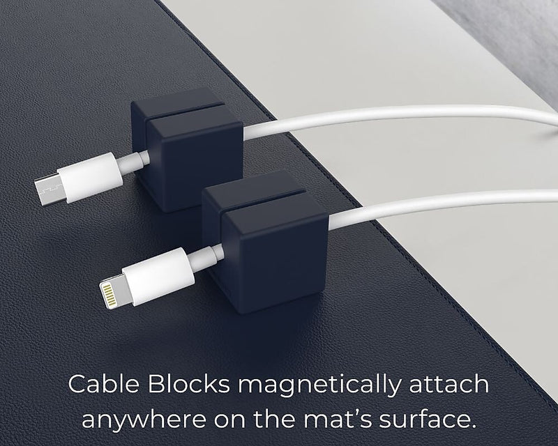 Function101 Desk Mat Pro + 2 Magnetic Cable Block Managers, 31" x 16", Navy (F101-DMPN2)