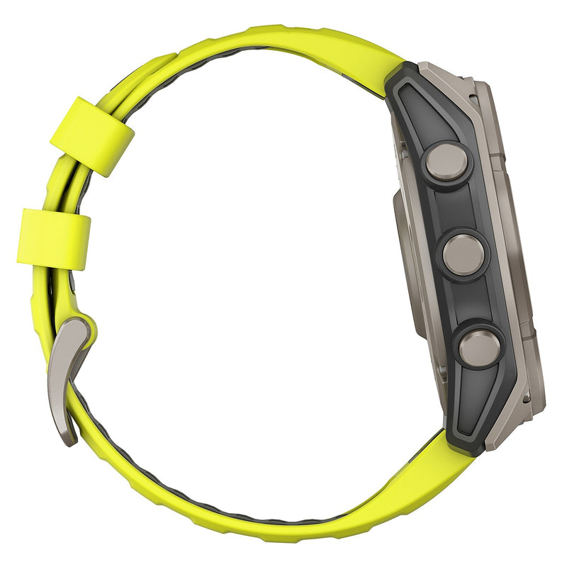 Garmin fenix 8 Multisport Sapphire Solar GPS Watch, 51-mm, Titanium Bezel with Amp Yellow/Graphite Band (010-02907-20)