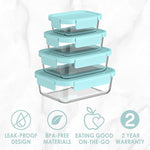 bentgo Leak-Proof Glass Containers, 4/Set (BGPLGLPK1-SA)