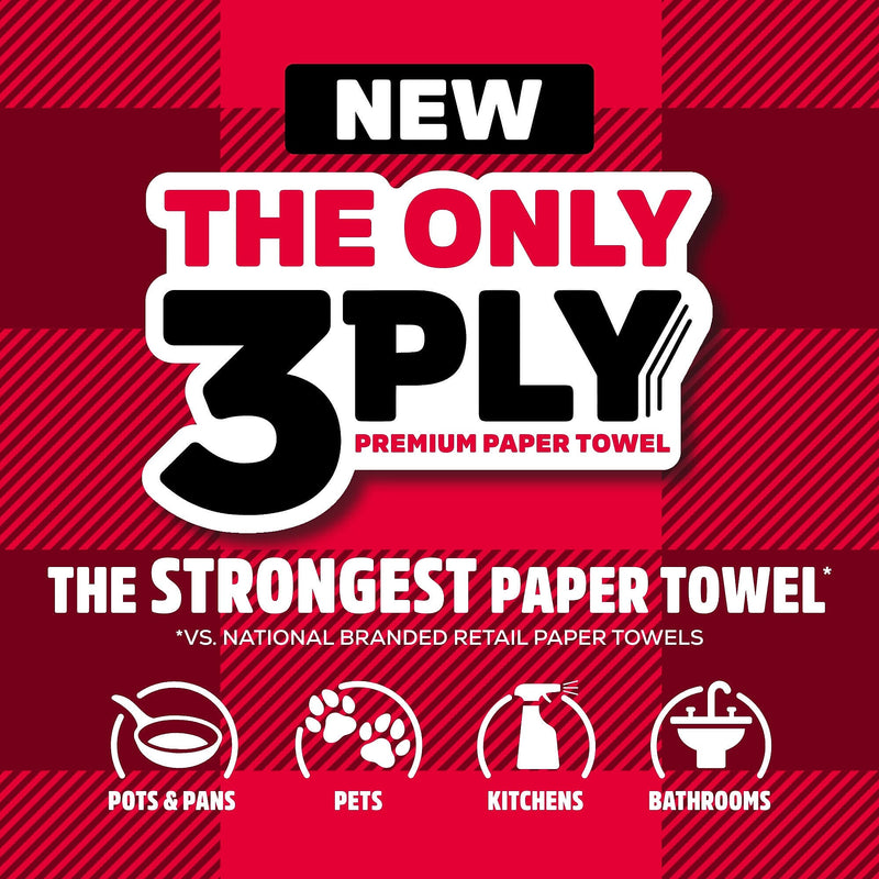 Brawny Tear-A-Square Paper Towels, 3-ply, 76 Sheets/Roll, 8 Rolls/Pack (446005)