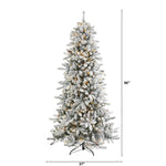 Nearly Natural 7.5-ft Flocked Livingston Fir Artificial Christmas Tree with Pine Cones and 500 Clear Warm LED Lights (T1613)