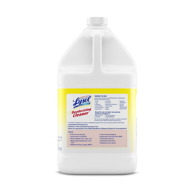 Lysol Professional Disinfecting Deodorizing Cleaner, Lemon, 128 oz., 4/Carton (3624176334CT)