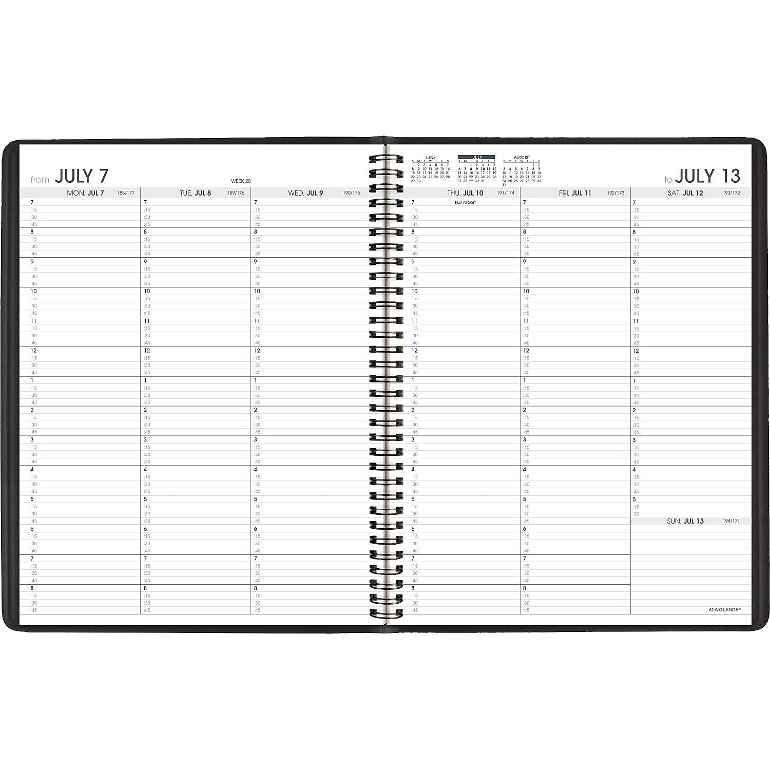 2025-2026 AT-A-GLANCE 8.25" x 11" Academic Year Weekly Appointment Book, Faux Leather Cover, Black (70-957-05-26)