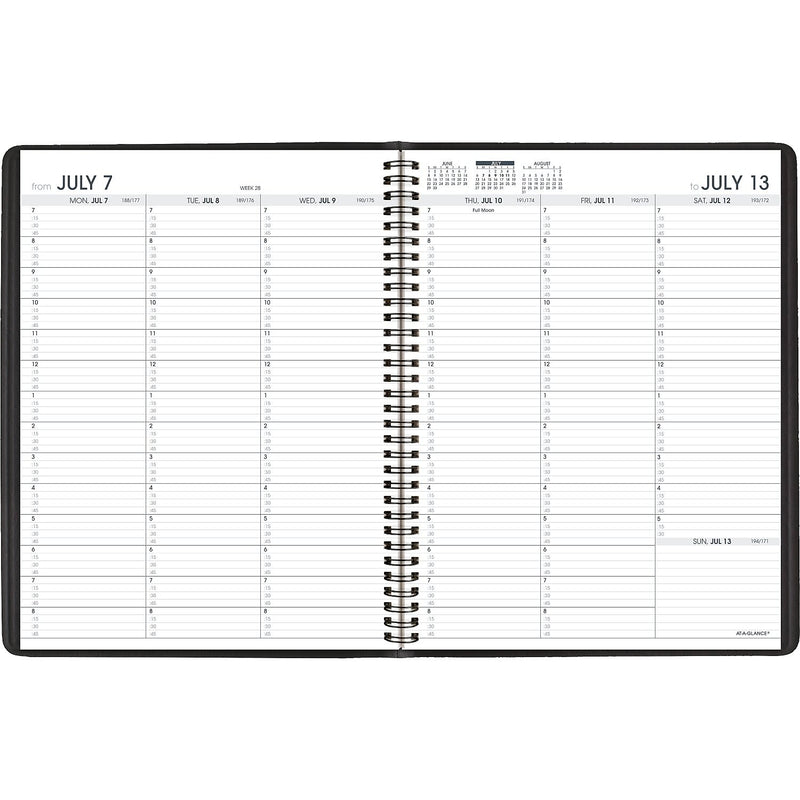 2025-2026 AT-A-GLANCE 8.25" x 11" Academic Year Weekly Appointment Book, Faux Leather Cover, Black (70-957-05-26)