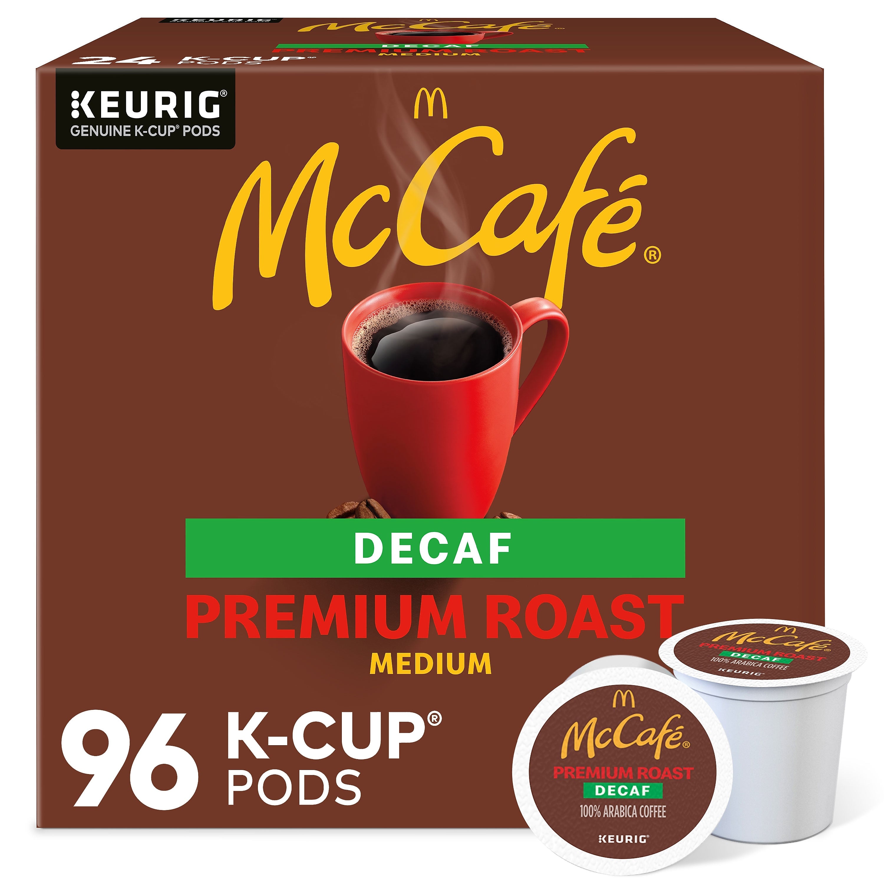 McCafe Premium Roast Decaf Coffee Keurig® K-Cup® Pods, Medium Roast, 96/Carton (080443CT)