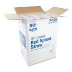 AmerCareRoyal Jumbo Spoon Straw, 10.25", Plastic, Red, 300/Pack, 18 Packs/Carton
