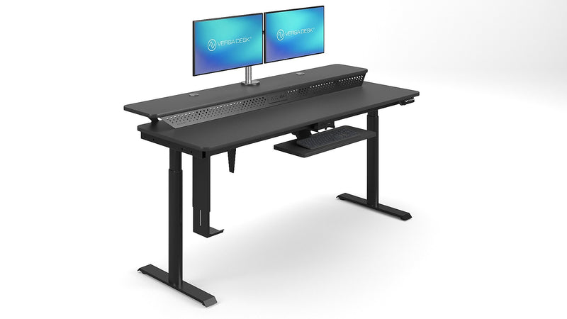 VersaDesk PowerLift Split-Level 72"W Electric Rectangular Adjustable Standing Desk, Black (PL2SD7230-BB)