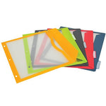 C-Line Poly Binder Pockets With Write-On Index Tabs, 3-Hole Punched, 5 Tabs, Assorted Colors (CLI06650)