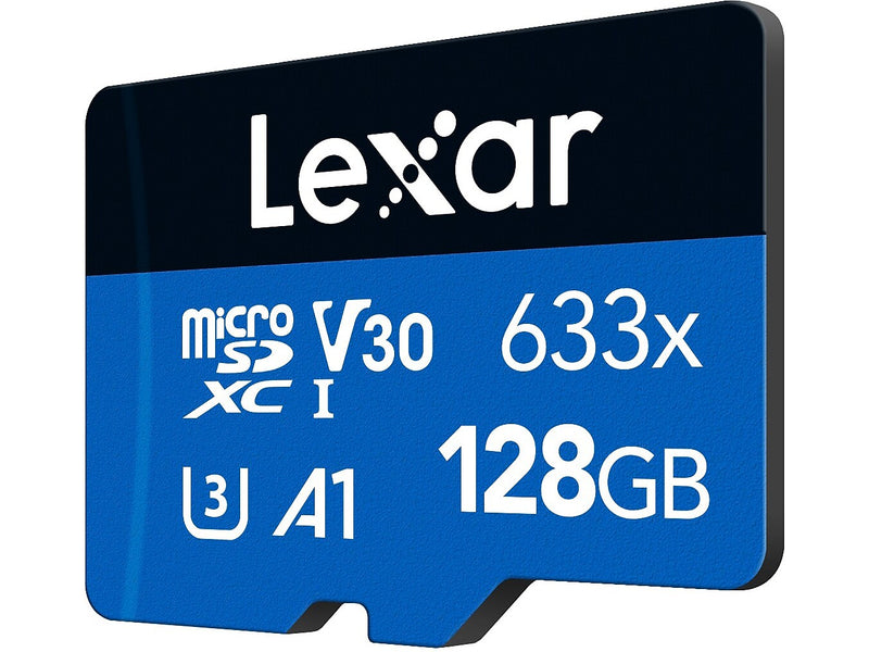 Lexar High-Performance 633x BLUE Series 128GB microSDXC Memory Card with Adapter, Class 10, UHS-I, V30, 2/Pack