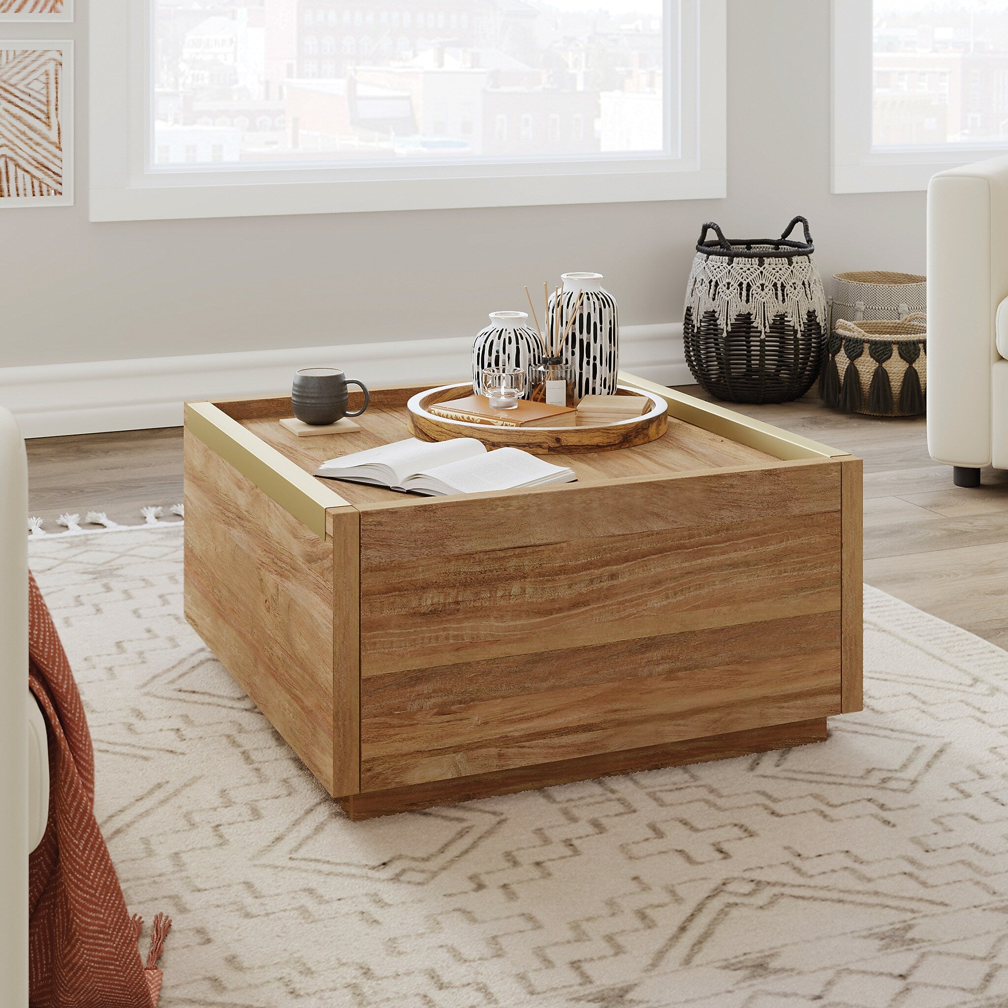 Sauder Manhattan Gate 31"W x 31"D Coffee Table, Sindoori Mango (427359)