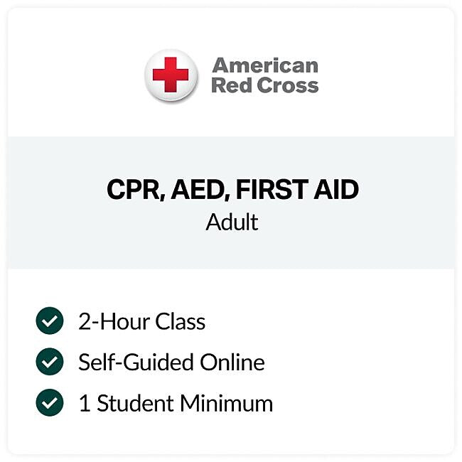 American Red Cross Online First Aid, CPR & AED Training Refresher Course, 1 Student (ARCAFACPRAEDOL)