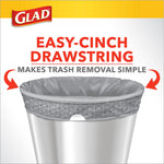 Glad Medium Drawstring Trash Bags with Clorox, 8 Gallon, Grey, Lemon Fresh Bleach Scent, 26/Box(79316)