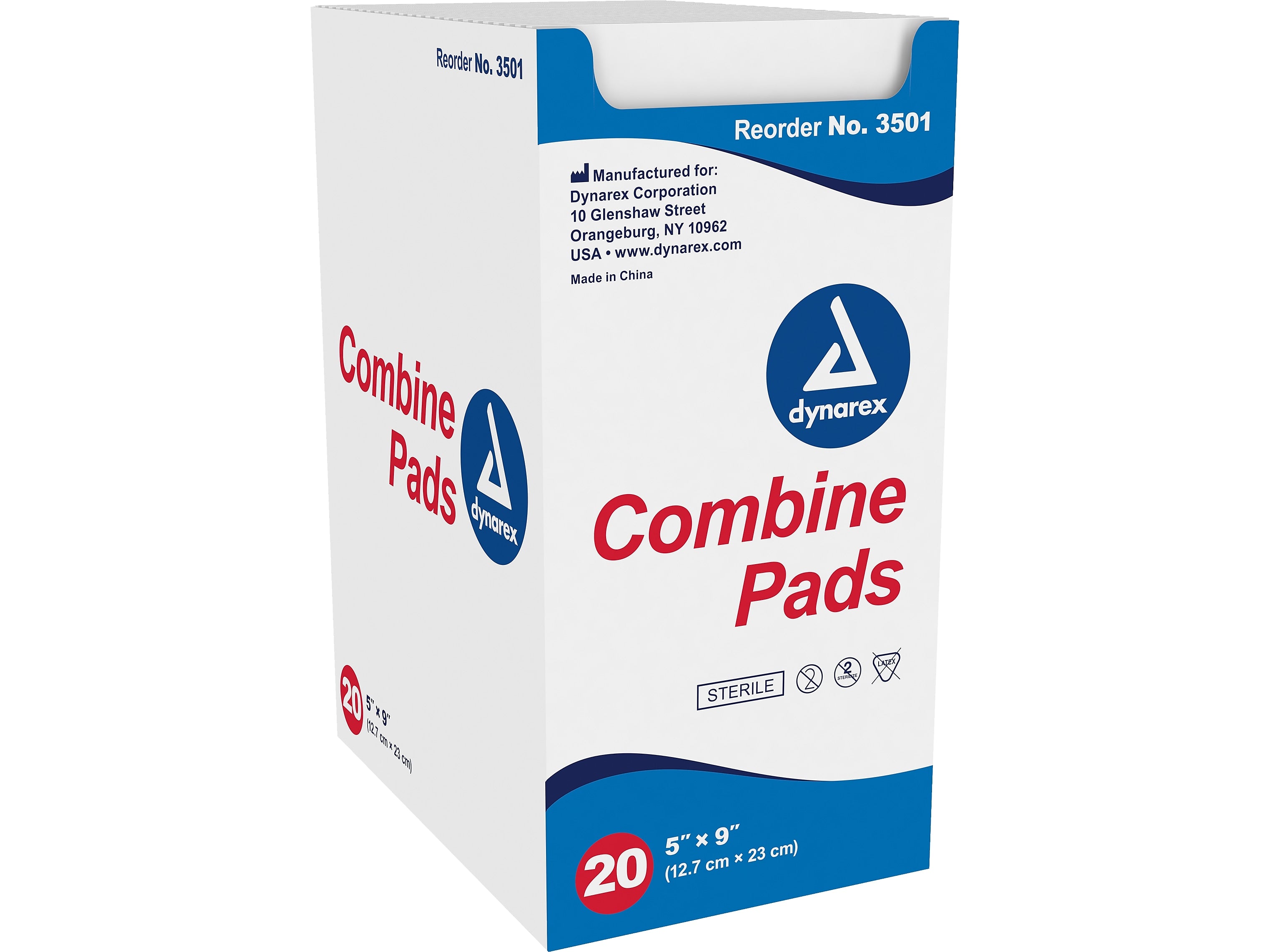 Dynarex 9" Sterile Single-Ply Pad, 20/Pack, 20 Packs/Carton (3501)