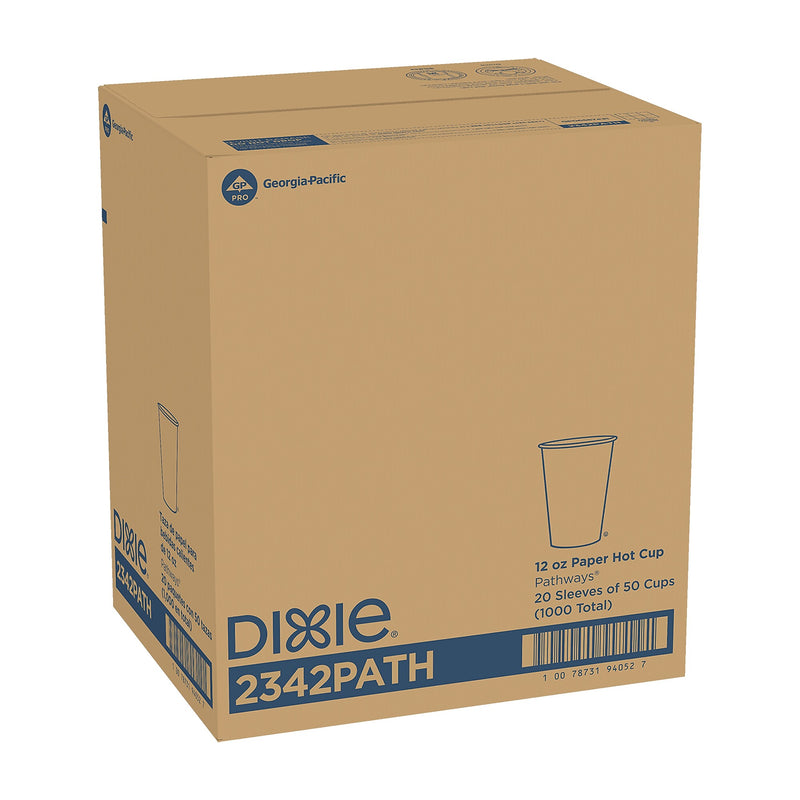 Dixie Pathways Poly Paper Hot Cups, 12 oz., White, 1000/Carton (2342PATH)