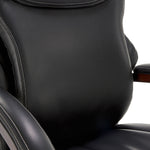 La-Z-Boy Hyland Ergonomic Bonded Leather Swivel Executive Chair, Black/Mahogany Wood (45779A)