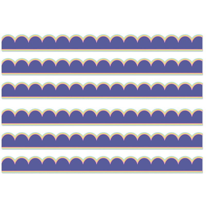 Carson Dellosa Education We Stick Together Scalloped Bulletin Board Borders, 3" x 3', Pop of Purple, 6/Bundle (CD-108519-6)