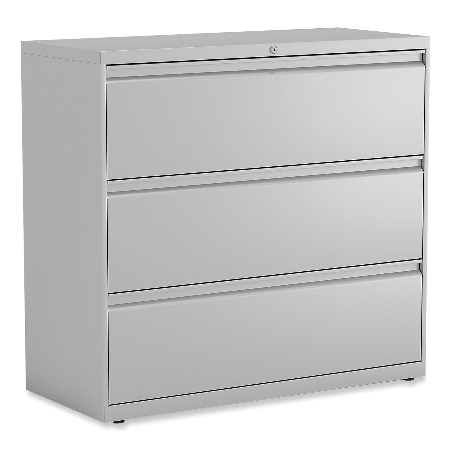 Alera 3-Drawer Lateral File Cabinet, Letter/Legal Size, Lockable, 40.25"H x 42"W x 18.63"D, Light Gray (ALEHLF4241LG)