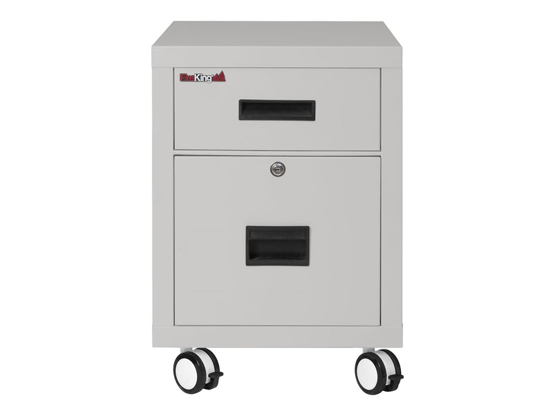 FireKing 2-Drawer Mobile Vertical File Cabinet, Letter/Legal Size, Lockable, Fire Resistant, Platinum (2M1822-1PL)