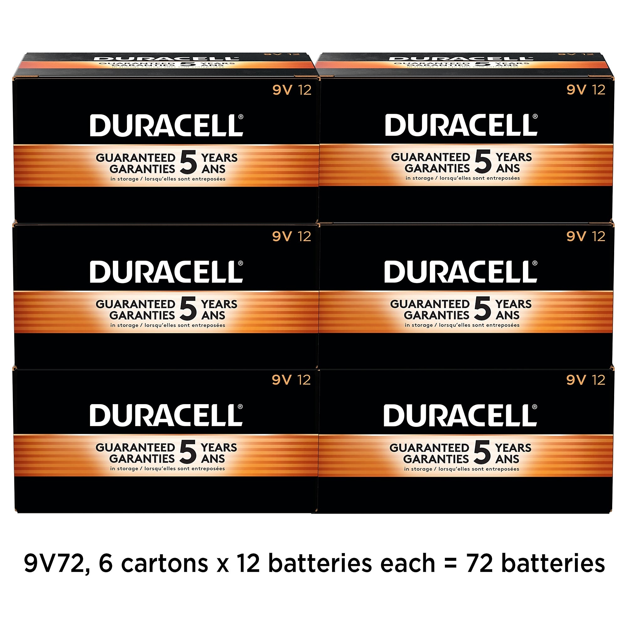 Duracell CopperTop 9V Alkaline Battery, 72/Pack (MN1604BKD)