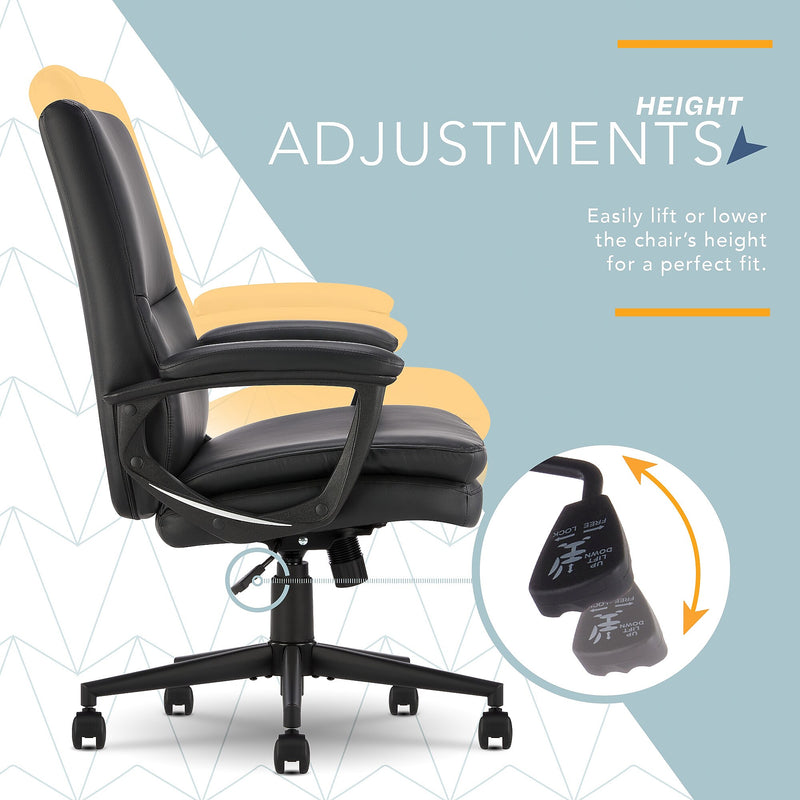 Click365 Ergonomic Bonded Leather Swivel Executive Chair, Black (CCHR10024B)