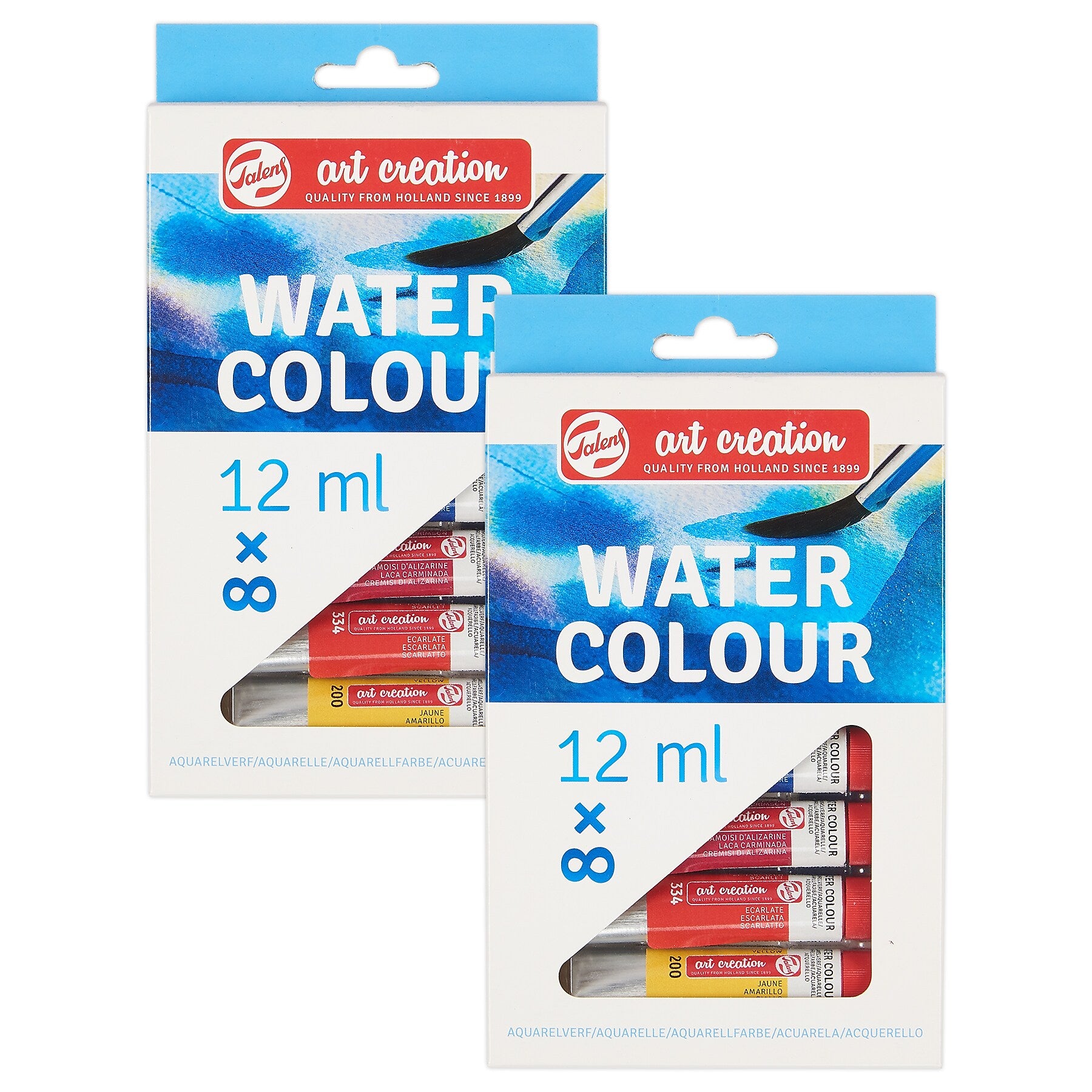 Talens Art Creation Watercolor Paint, Assorted Colors, 12mL, 8/Set, 2 Sets/Bundle (TLN9022008M-2)