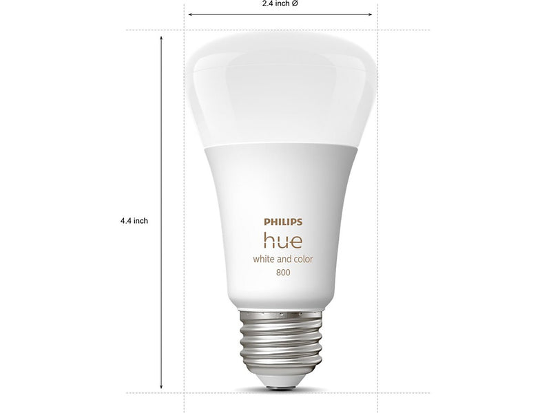 Philips Hue 60W Equivalent A19 LED Smart Light Bulb, Warm White, 2/Pack (548610)