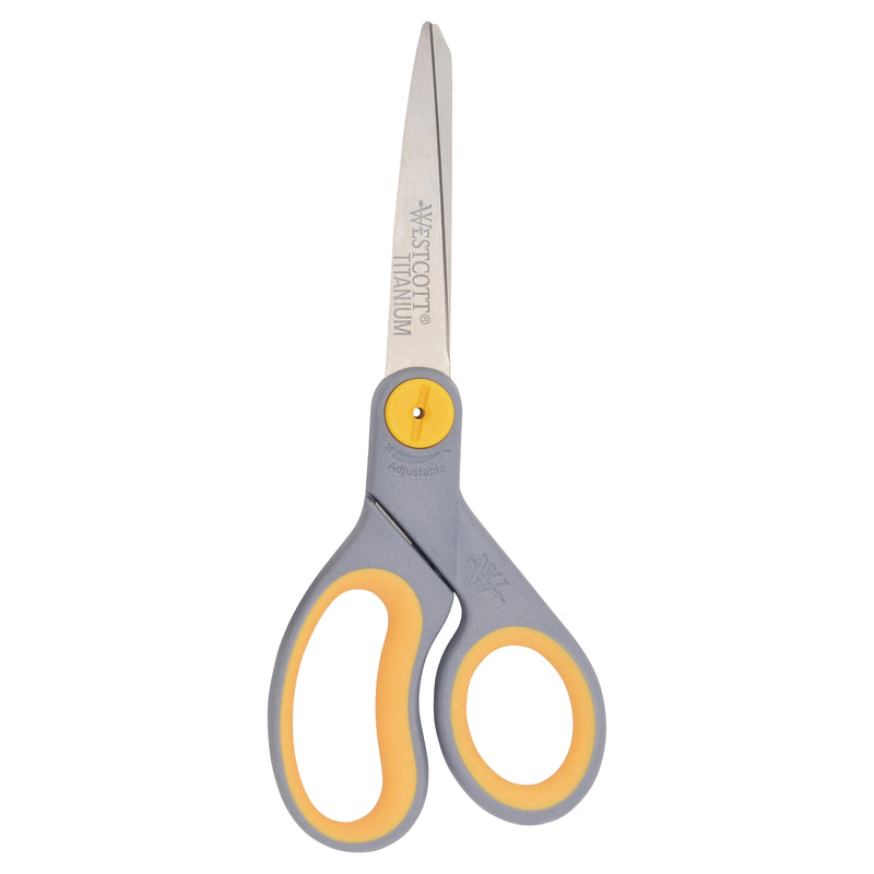 Westcott Titanium Bonded 8" Titanium Heavy Duty General Purpose Scissor, Pointed Tip, Gray/Yellow (13529)