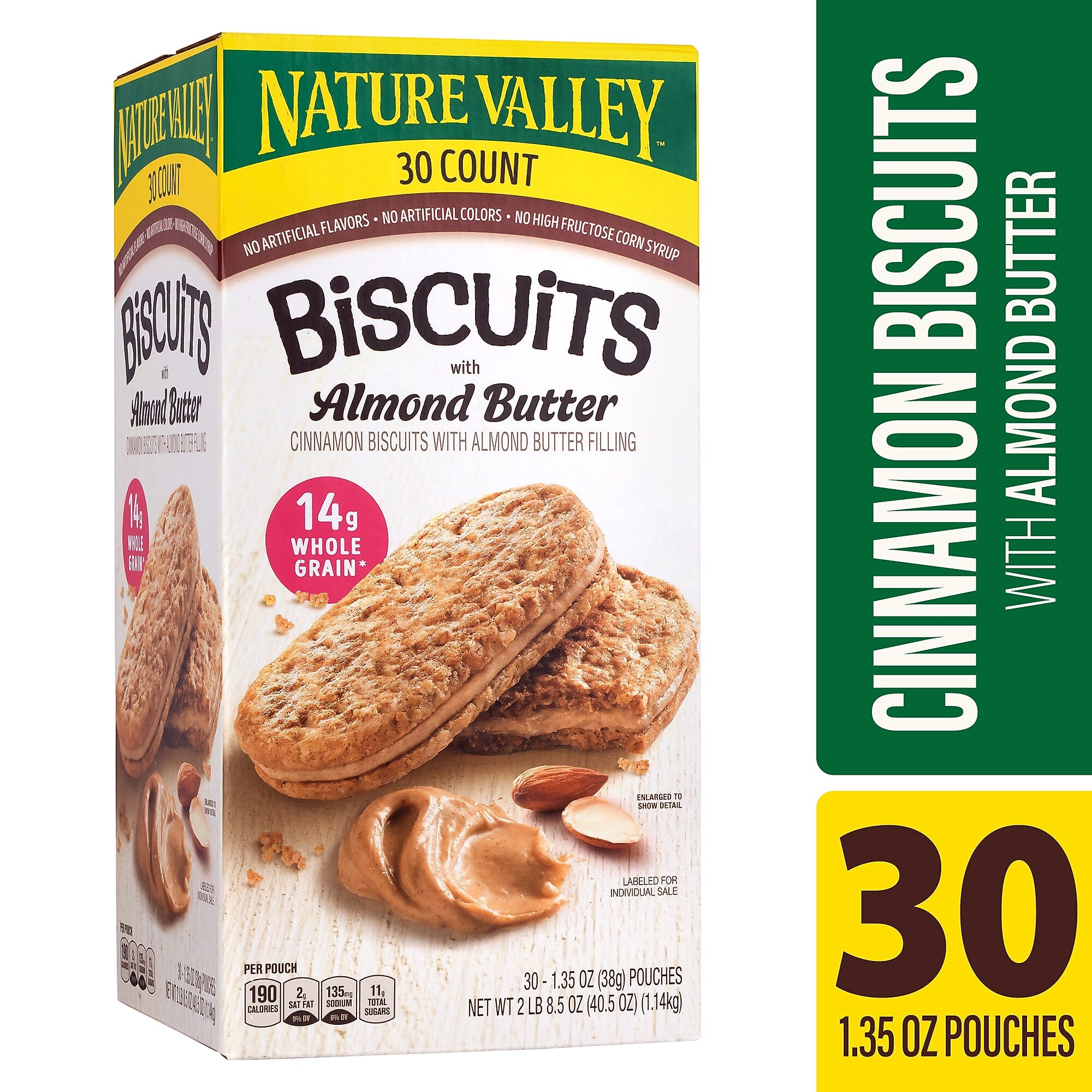 Nature Valley Biscuit Sandwich with Almond Butter, 40.5 oz., 30 Bars/Box (220-01046)