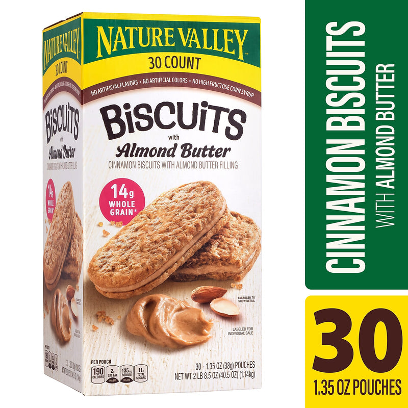 Nature Valley Biscuit Sandwich with Almond Butter, 40.5 oz., 30 Bars/Box (220-01046)