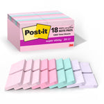 Post-it Recycled Super Sticky Pop-up Notes, 1 7/8" x 1 7/8", Wanderlust Pastels Collection, 70 Sheet/Pad, 18 Pads/Pack