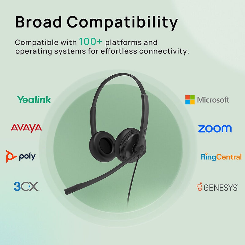 YeaLink UH34 Noise Canceling Stereo On-Ear Headset, UC Certified (1308044)