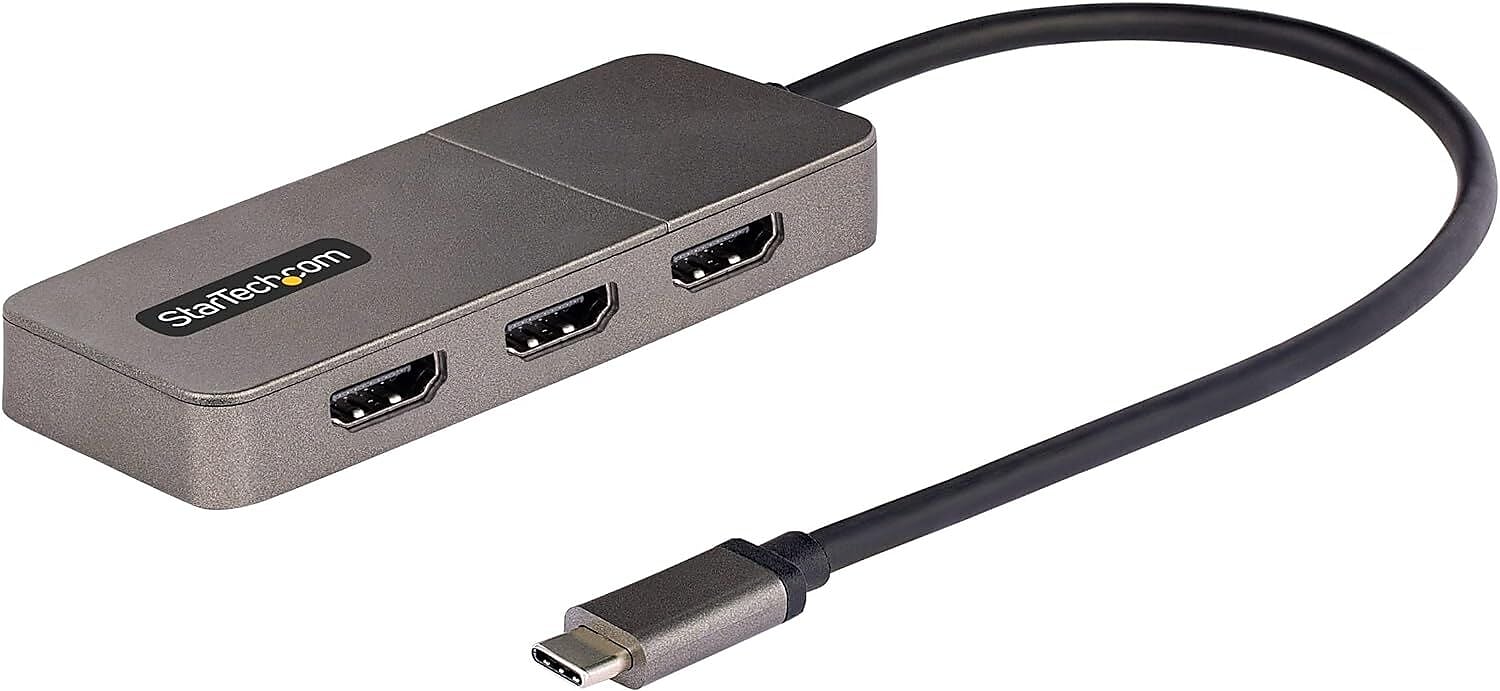 StarTech 3-Port USB-C to Triple HDMI Multi-Monitor Adapter, Male to Female/Female/Female, Space Gray (MST14CD123HD)