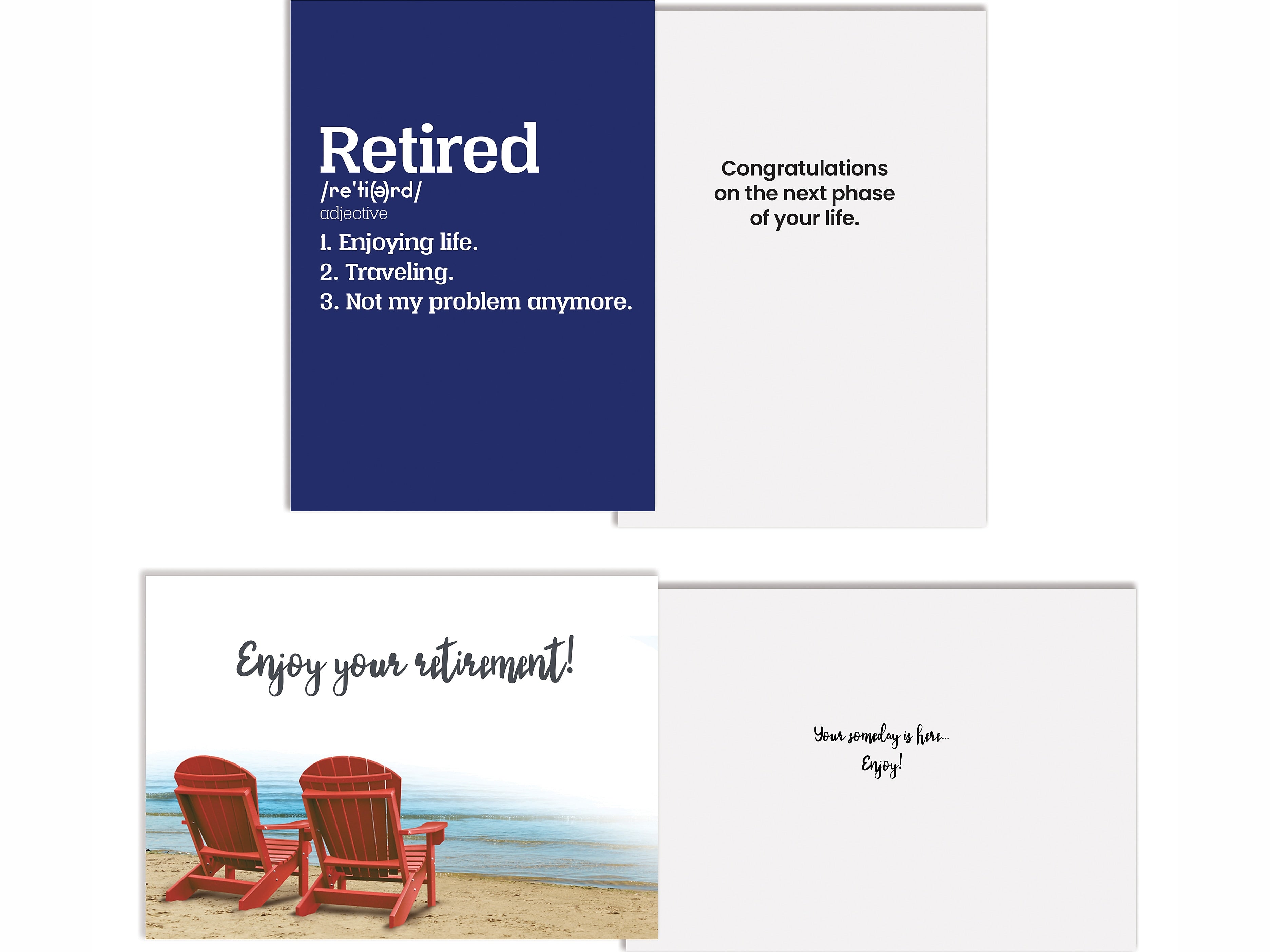 Better Office Retirement Cards with Envelopes, 7" x 5", Assorted Colors, 2/Pack (64623-2PK)
