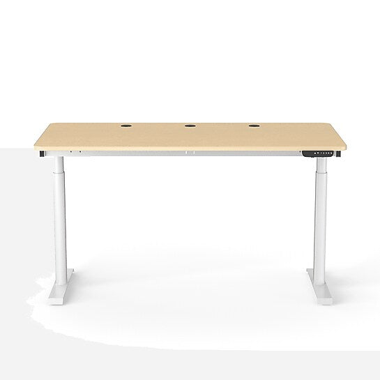 VersaDesk PowerLift 60"W Electric Rectangular Adjustable Standing Desk, Maple/White (PLSDR6030-WM-APP )