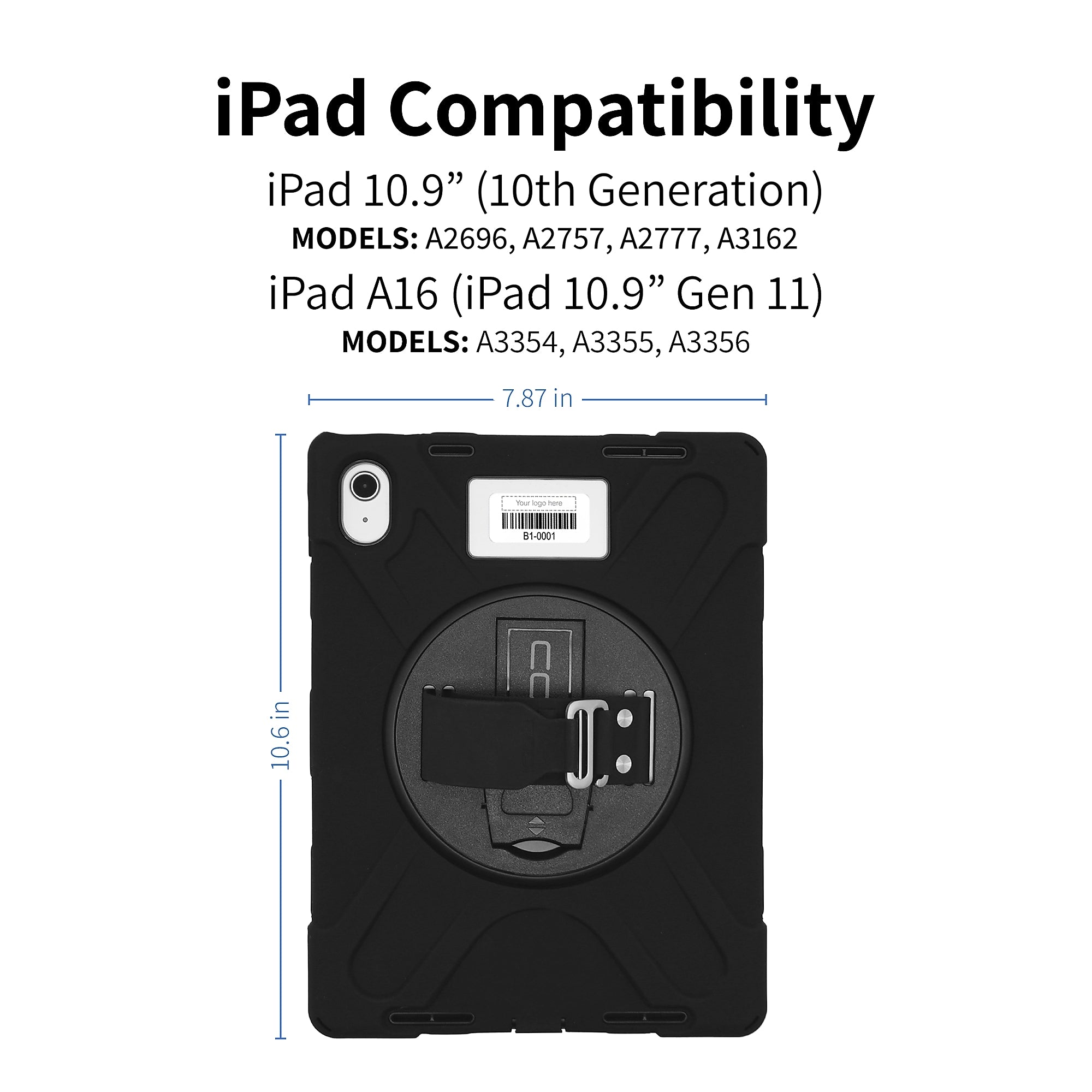 CODi Rugged Case iPad 11" A16 / iPad 10.9" (11th & 10th Generation), Black (C30705069)