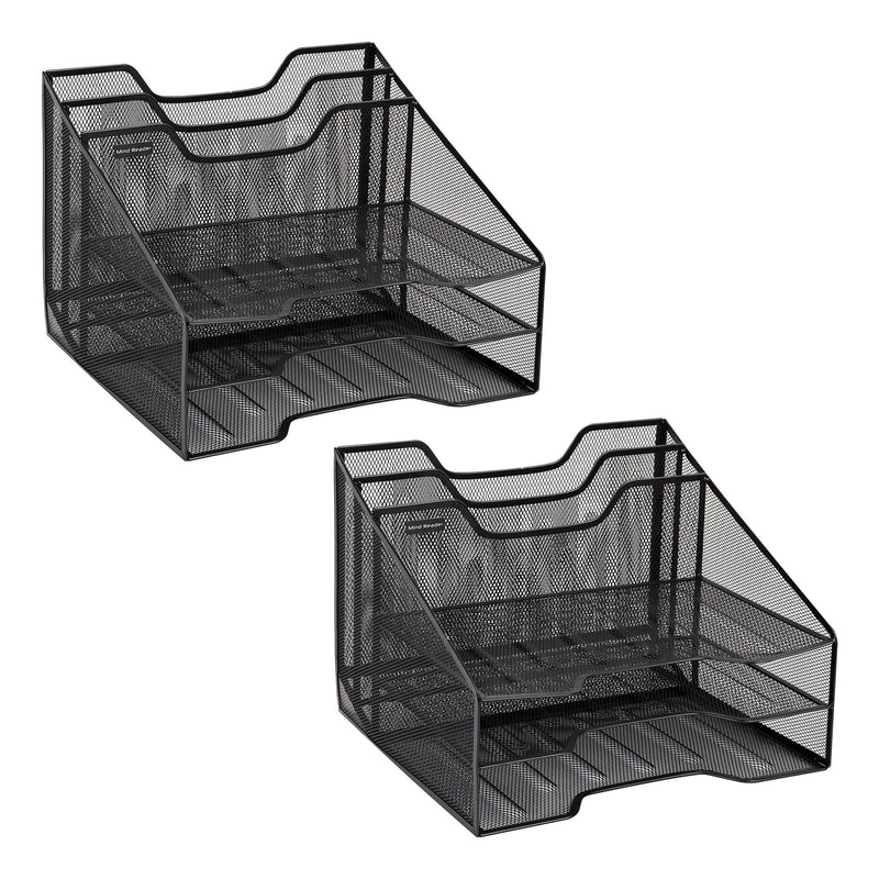 Mind Reader Metal Desk Organizer Letter Tray, Black, 2/Pack (2MESHBOX5-BLK)